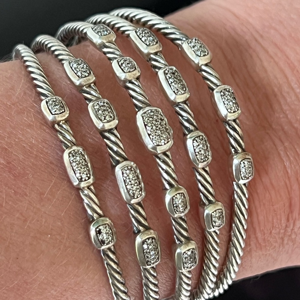 David Yurman Twisted Silver Bracelet Set